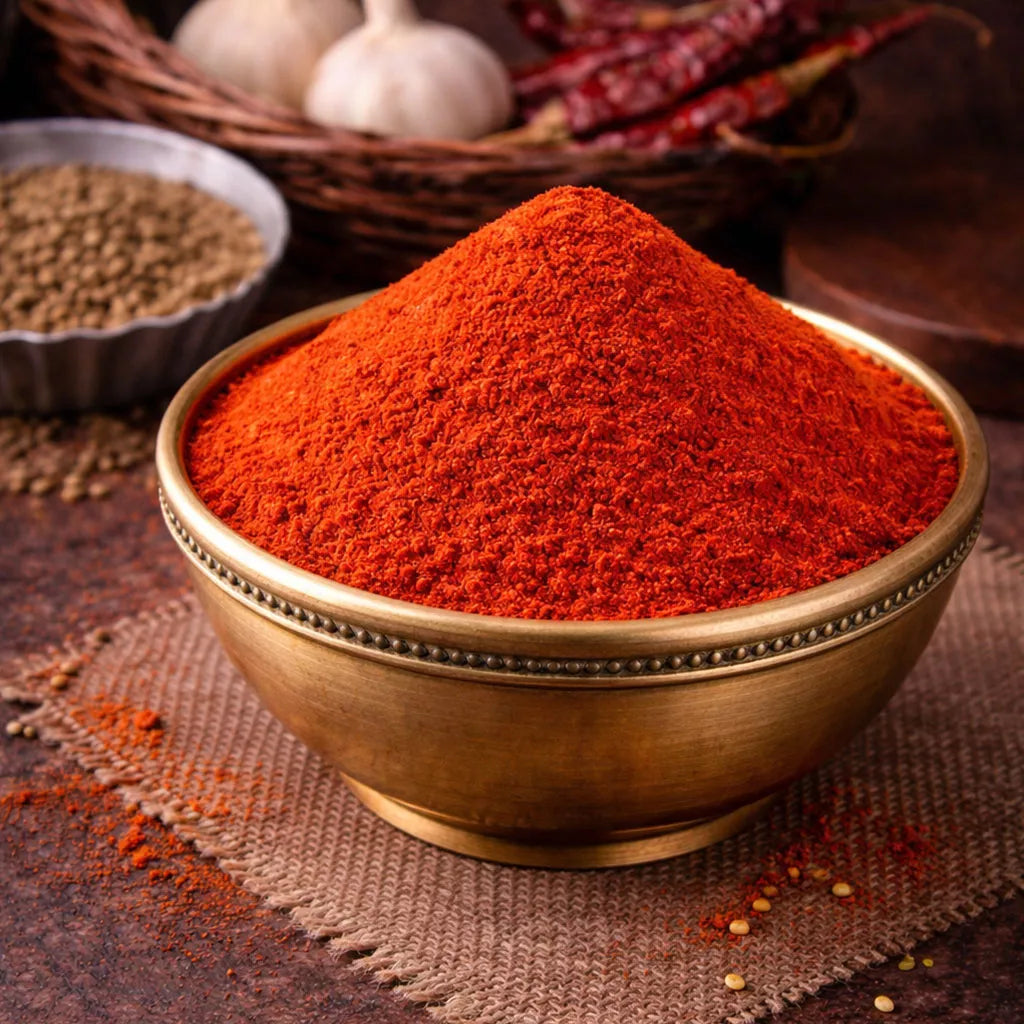 Velluki Karam (Garlic Red Chilli Powder) / Sambar Karam